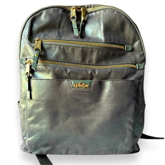 Kipling Gilded Metallic Green Tina Backpack - Picture 1 of 13